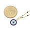 Brass Pendant Necklaces, with Resin, Real 14K Gold Plated, Evil Eye, 15.75 inch(40cm)+60mm extender, pendants: 21.5x13mm.