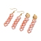 Chunky Acrylic Curb Chain Long Drop Earrings, 1Pair Stud & 1Pair Dangle Earrings, Brass Jewelry for Women, Dark Salmon, 63x17mm, 57x12mm, Pin: 0.7mm