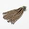 Electroplate Glass Bead Tassel Big Pendants, with Brass Rhinestone Findings, Camel, 76x10.8mm, Hole: 2.5mm