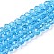 Glass Beads Strands, Faceted, Rondelle, Cyan, 6x5mm, Hole: 1mm, about 84~85pcs/strand, 16.34~16.54 inch(41.5~42cm)