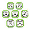 Crystal Rhinestone Square Stud Earrings with 925 Sterling Silver Pins for Women, Lawn Green, 22.5x22.5mm, Pin: 0.6mm