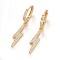 Brass Leverback Earrings, Flash Earrings, with Cubic Zirconia, Lightning Bolt, Clear, Golden, 40mm, Pin: 1mm