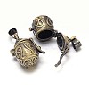 Carved Pot Rack Plating Brass Prayer Box Pendants KK-L101-17AB-NF-1