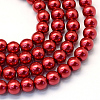Baking Paint Pearlized Glass Pearl Round Bead Strands X-HY-Q003-4mm-51-1