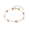 Natural Strawberry Quartz Beads Anklets Set for Girl Women AJEW-AN00450-03-3