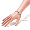 Brass Moon and Star Charms & Seed Flower Double Layer Multi-strand Bracelet for Women BJEW-JB08849-3