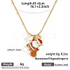 304 Stainless Steel Enamel & Rhinestone & Resin Christmas Pendant Necklaces for Women FS-WG85DFF-03-1
