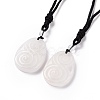 Adjustable Natural Quartz Crystal Teardrop with Spiral Pendant Necklace with Nylon Cord for Women NJEW-L171-04F-1