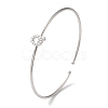 Rack Plating Brass Micro Pave Clear Cubic Zirconia Letter Open Cuff Bangles BJEW-A018-01P-Q-1
