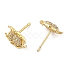 Brass Micro Pave Clear Cubic Zirconia Stud Earrings EJEW-R016-26G-07-4