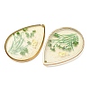 Brass & Transparent Epoxy Resin & Dried Flower Pendants RESI-G133-02G-05-2