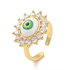 Cubic Zirconia Sun with Evil Eye Open Cuff Ring with Acrylic RJEW-B042-06G-03-1