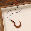 Wood Pendant Black Wax Cord Long Necklaces for Women FS-WG36920-10-1