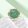 Half Round Natural Green Aventurine Cubic Zirconia Cuff Rings RJEW-M076-01G-05-5