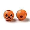 Printed Round Wood European Beads WOOD-M006-04-3