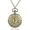 Flat Round Alloy Quartz Pocket Watches WACH-N039-07AB-1