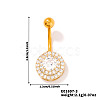 Chic Flat Round Brass Full Crystal Rhinestone Curved Barbell Belly Button Rings with Shiny Delicate Design YW9589-3-2