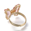 Adjustable Brass Glass Finger Rings RJEW-P148-A01-15-3