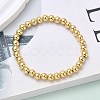Brass Round Beaded Stretch Bracelets for Men Women BJEW-B148-05D-G-1