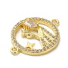 Rack Plating Brass Micro Pave Clear Cubic Zirconia Connector Charms KK-K377-23G-2
