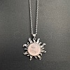 Natural Rose Quartz Sun Pendant Alloy Chain Vintage Necklaces WB3716-1-1