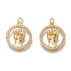 Brass Micro Pave Clear Cubic Zirconia Pendants X1-ZIRC-H107-01G-1