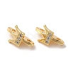 Brass Micro Pave Clear Cubic Zirconia Slide Charms KK-P239-20G-1