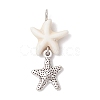 7Pcs 7 Styles Natural Howlite Starfish & Alloy Sea Animals Pendants PALLOY-JF03752-02-3