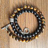6mm Natural Obsidian & Tiger Eye Round Beaded OT Necklaces for Men Women LS-DT8400-1-1
