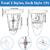 2Pcs 2 Styles Steel Brooches JEWB-BM0001-01P-2