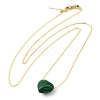 Synthetic Malachite Heart Pendant Necklace with Golden Alloy Cable Chains NJEW-G116-01F-2