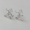 Anti-Tarnish Rhomdium Plated Sterling Silver Studs Earrings Findings STER-WH0061-38P-1