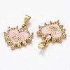 Brass Clear Cubic Zirconia Pendants ZIRC-J025-67G-01-3
