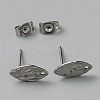 304 Stainless Steel Textured Geometry Stud Earrings Findings with Hole STAS-WH0027-54E-1