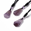 Natural Amethyst Hexagon Pendant Necklace with Nylon Cord NJEW-G094-A01-1