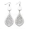 Trendy Teardrop Wood Dangle Earrings EJEW-F062-L-2
