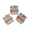 Single Face Christmas Printed Wood Big Pendants WOOD-D025-39-2