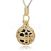 Golden Tone Brass Hollow Round Cage Pendants KK-J226-03G-2