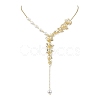 Brass Flower Lariat Necklace NJEW-JN04621-1