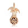 Golden Plated Brass Hollow Round Cage Pendants KK-J249-08G-1