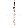 Flat Round with Tree of Life Natural Gemstone Chips Chandelier Hanging Suncatcher AJEW-Q143-03-3