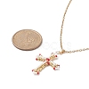 Japanese Seed Beaded Cross Pendant Necklace NJEW-MZ00013-2