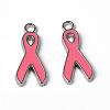 October Breast Cancer Pink Awareness Ribbon Alloy Enamel Pendants EA546Y-2-1