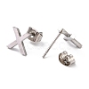 Tarnish Resistant 304 Stainless Steel Greek Alphabet Stud Earrings STAS-D007-07P-01-2