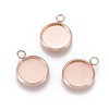 201 Stainless Steel Pendant Cabochon Settings X-STAS-F191-14RG-C-2