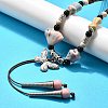 Ethnic Style Alloy & Porcelain Ceramic Beads Butterfly Pendant Tassel Y Necklaces NJEW-D308-01C-1