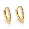 Brass Micro Pave Clear Cubic Zirconia Huggie Hoop Earring Findings X-EJEW-O107-01G-3