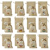 12Pcs 12 Styles Christmas Printed Burlap Packing Pouches Drawstring Bags ABAG-FS0001-03A-2