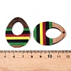 Jamaican Colour Epoxy Resin & Walnut Wood Pendants RESI-N039-122P-3