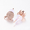 Brass Micro Pave Cubic Zirconia Stud Earring Findings ZIRC-E132-11B-RG-2